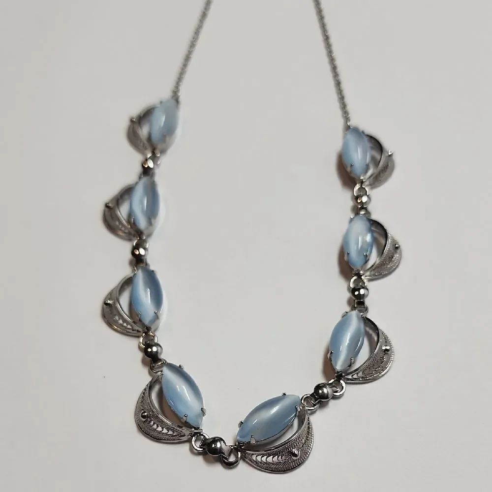Vintage Sterling Silver 925 Alice Caviness Moon Stone Necklace 16"
